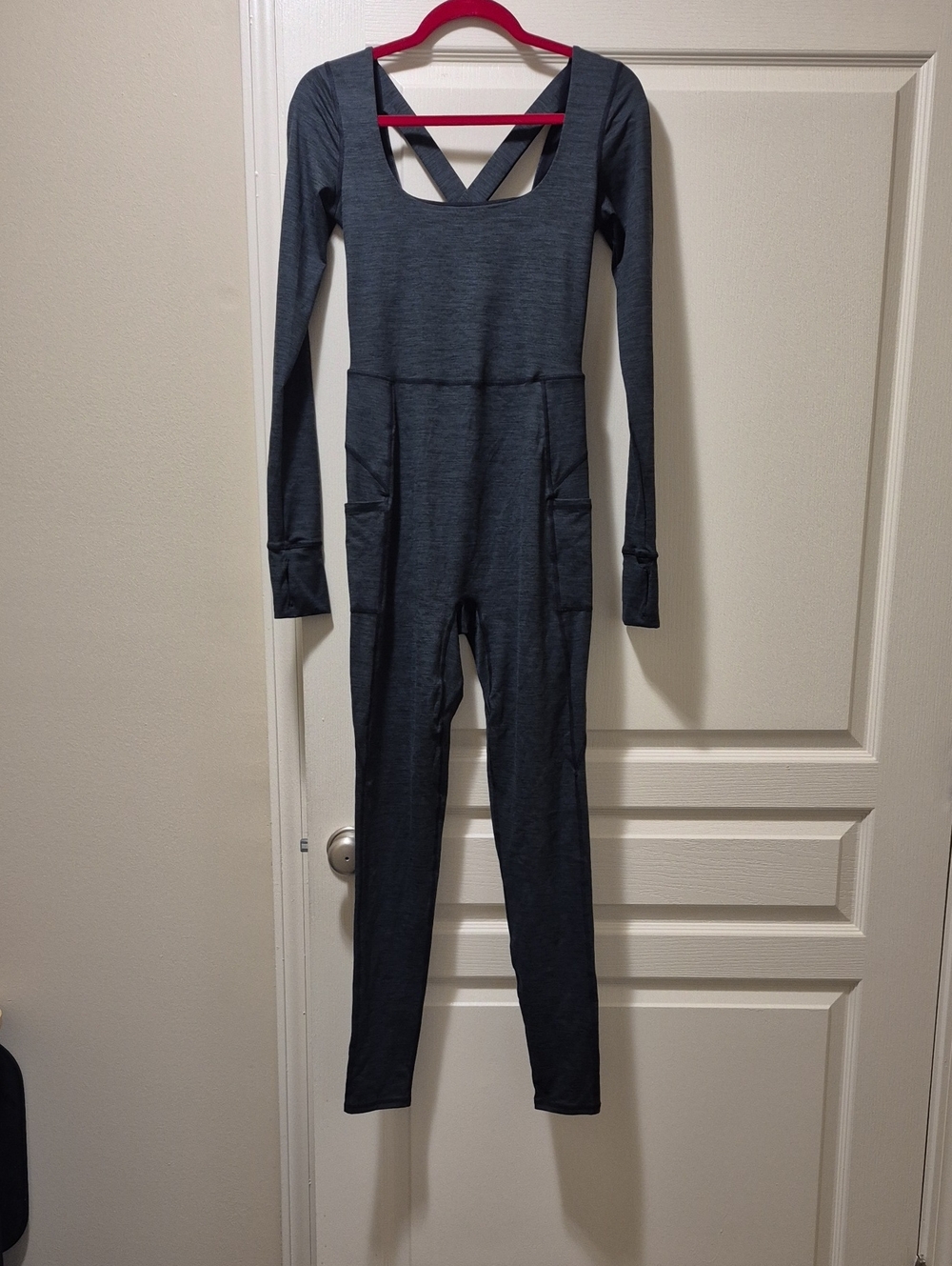 FP Movement by Free People Charcoal Gray Long-Sleeve Jumpsuit